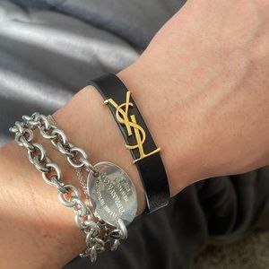 Yves Saint Laurent Logo Leather Bracelet